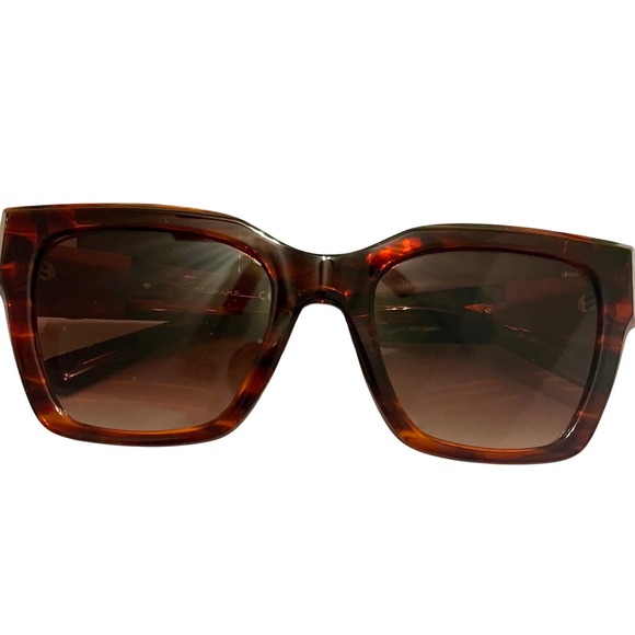 Longchamp Medallion 52mm Rectangular Sunglasses Striped Red NWT - Picture 5 of 7